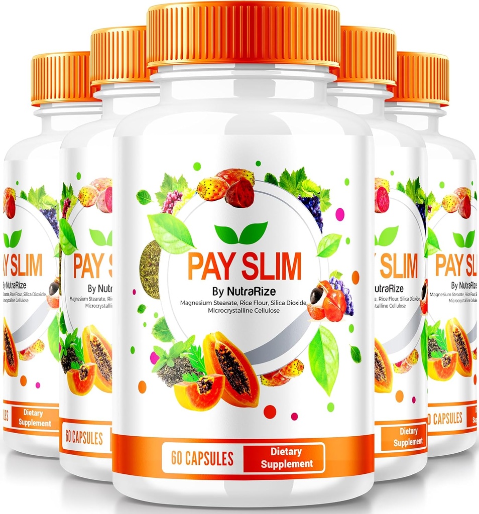 NutraRize (5 Pack) Pay Slim Capsules, PaySlim All-Natural Supplement für gesunde Gewichtsverlust, Premium-Formel, um Körper- und Fitnessziele zu erreichen, offizielle Bewertungen (300 Kapseln)