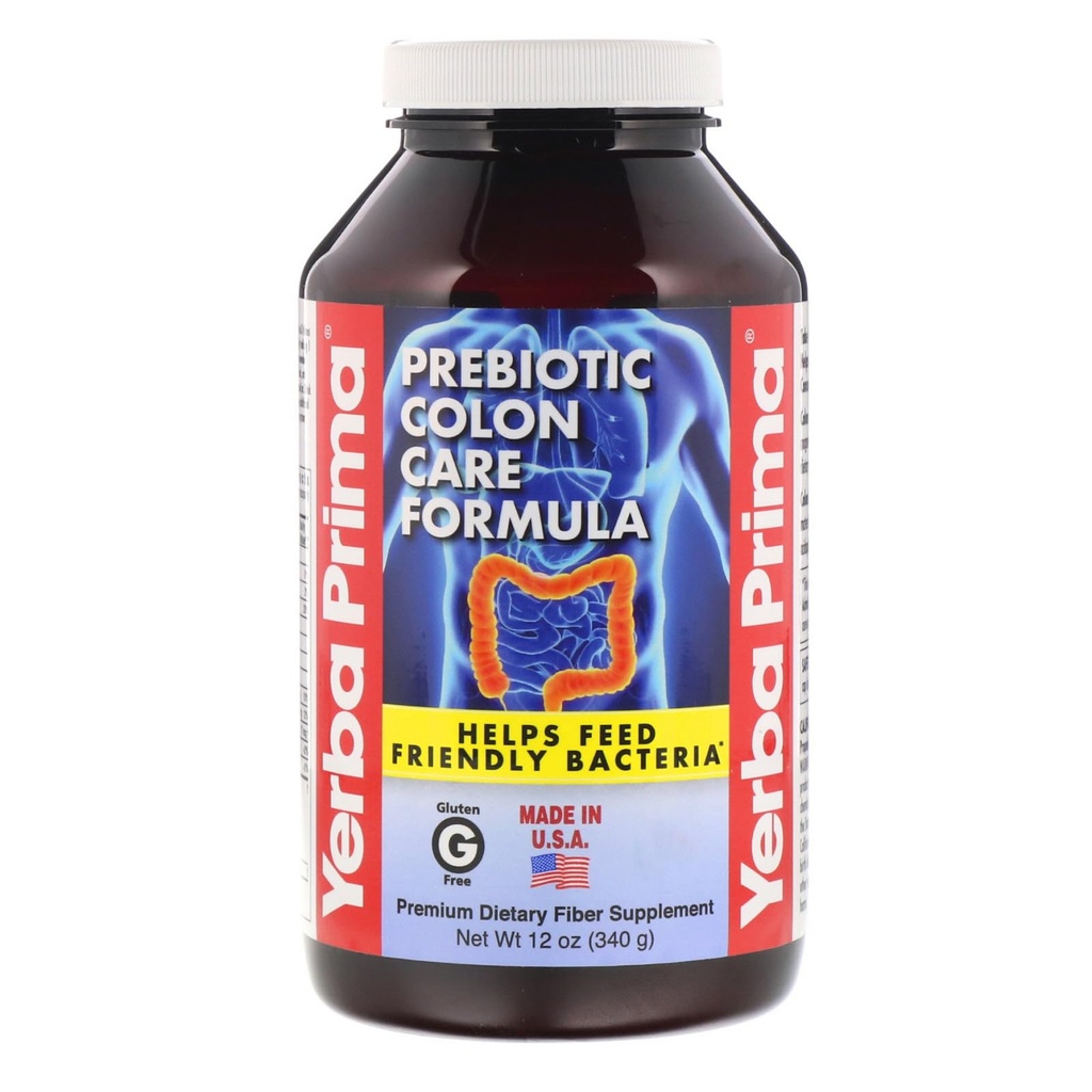 Yerba Prima Prebiotic Colon Care Formula Pulver, 12 Unzen - Premium Dietary Fiber Supplement, Glutenfrei, Made in USA, Non-GMO