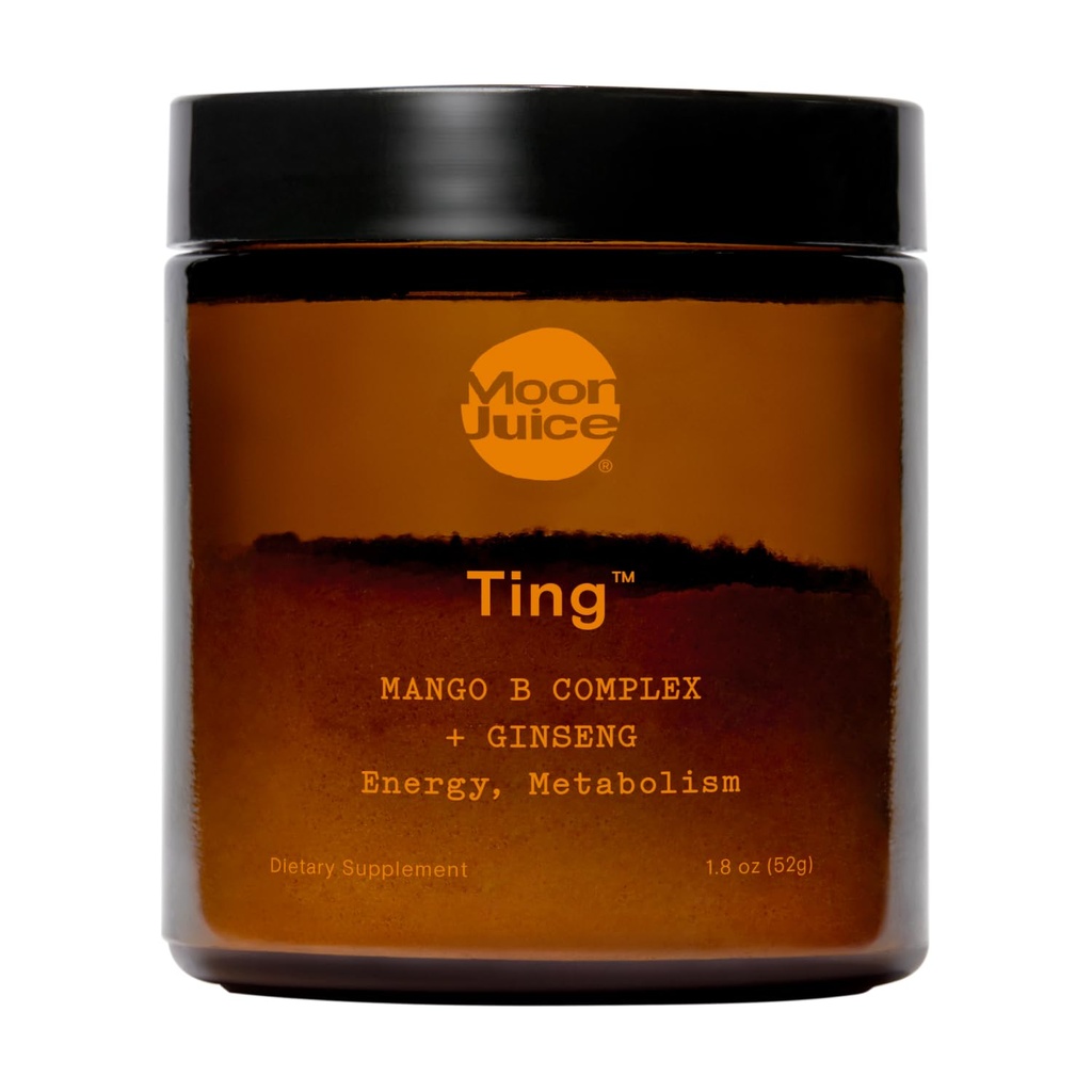 Moon Juice - Ting Mango Vitamin B Complex + Ginseng Supplement - Jar (25 Servierungen) - Koffeinfreie Energie, Stoffwechsel & Stimmung - Organic Tulsi & Guava - 3rd Party Getestet - Vegan & Non GMO - 1.7oz