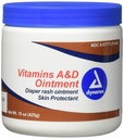 Dynarex Vitamine A & D Salbe, Salbe mit Vitamin A und Vitamin D Hautschutzmittel, für Diaper Rash und Discomfort, Weiß, 15 Unzen Jar