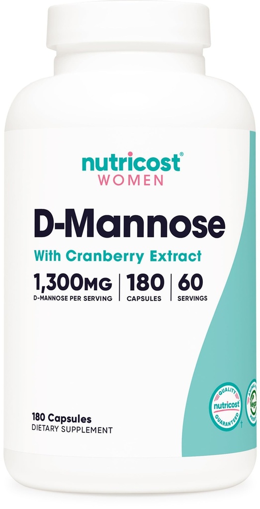 Nutricost D-Mannose mit Cranberry Extrakt für Damen 1300mg 180 Kapseln