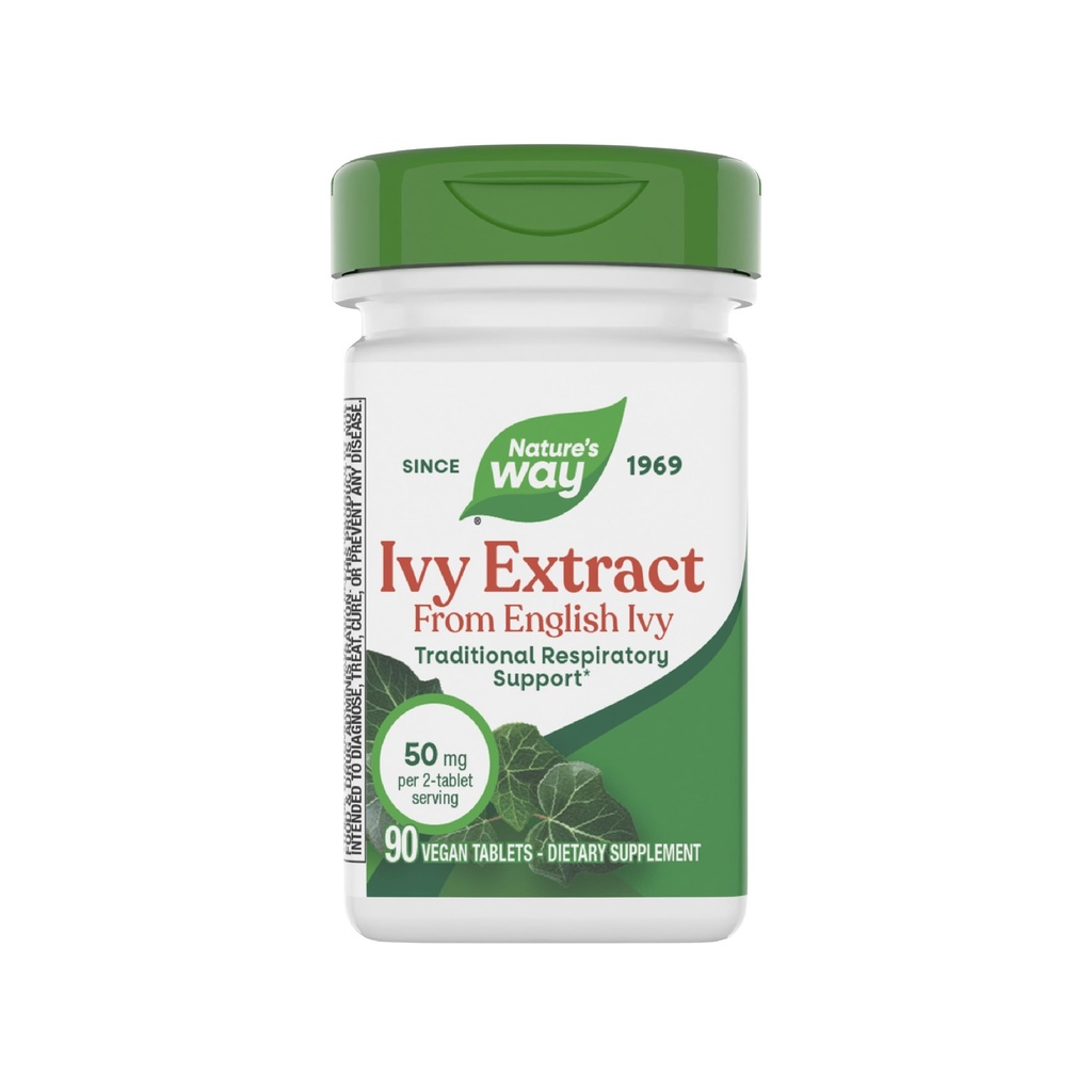 Nature's Way Ivy Extract aus englischer Ivy Leaf, traditionelles Atemschutzunterstützung*, 50mg pro Servierung, 90 Tabletten