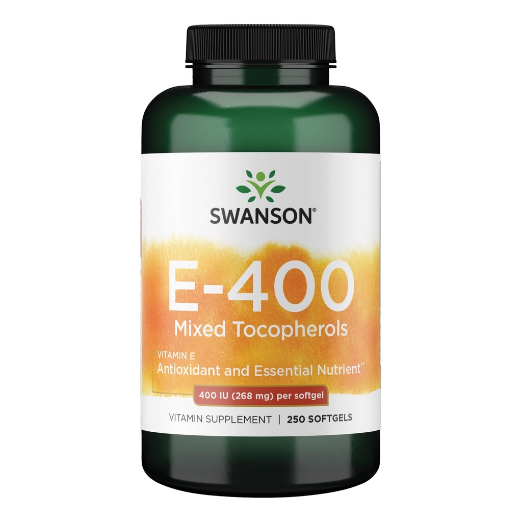 Swanson Vitamine E Tocophérols mélangés 400 Iu (268 Milligrammes) 250 gels
