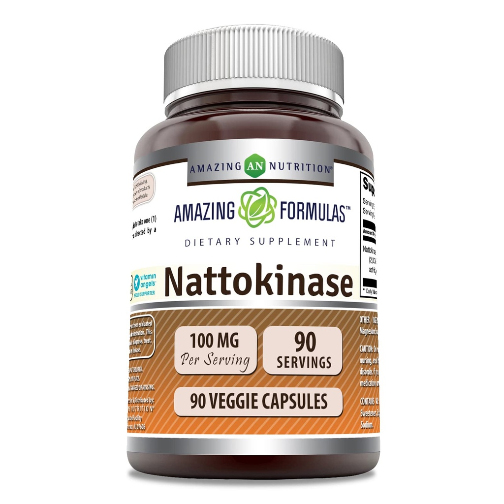 Erstaunliche Formeln Nattokinase Ergänzung | 100 Mg (2000 FU Enzyme von Pure Nattokinase) | 90 Veggie Kapseln | Non-GMO | Gluten-Free | Made in USA