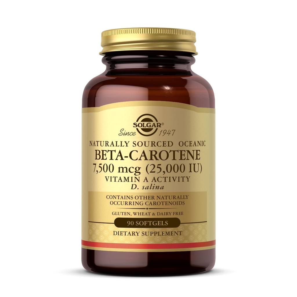 Solgar Oceanic Beta-Carotene 25.000 IU - 90 Softgels - Potent Antioxidant - 100% Natural Pro-Vitamin A - Glutenfrei, Molkefrei - 90 Servierungen