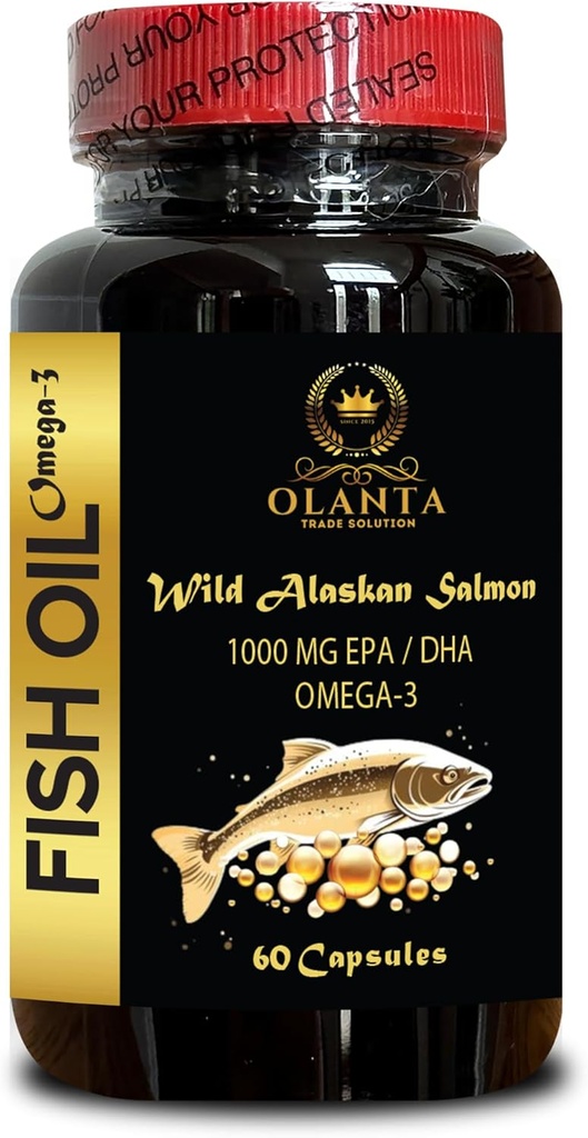 Wild Alaskan Lachsöl - Omega 3 Fettsäure-Ergänzungen, Unterstützung Speicher und Fokus-Ergänzungen - 1 Flasche 60 Softgels