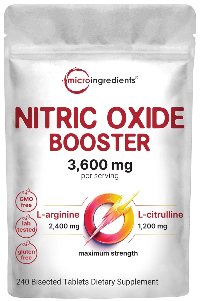 Nitric Oxid Ergänzungen für Männer & Frauen 3,600mg, 240 Bisected Tablets | 80 Servierungen | Max Strength Nitric Oxid Booster mit L-Arginin & L-Citrulline | Muskel, Zirkulation & Herz-Gesundheitsunterstützung