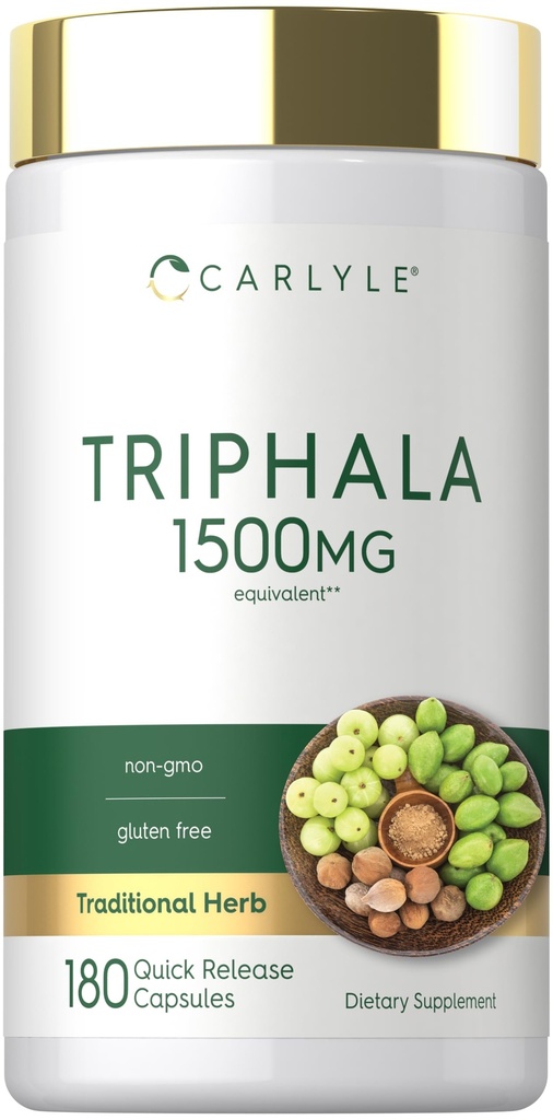 Carlyle Triphala Kapseln 1500mg | 180 Count | Kräuterergänzung | Non-GMO und glutenfrei