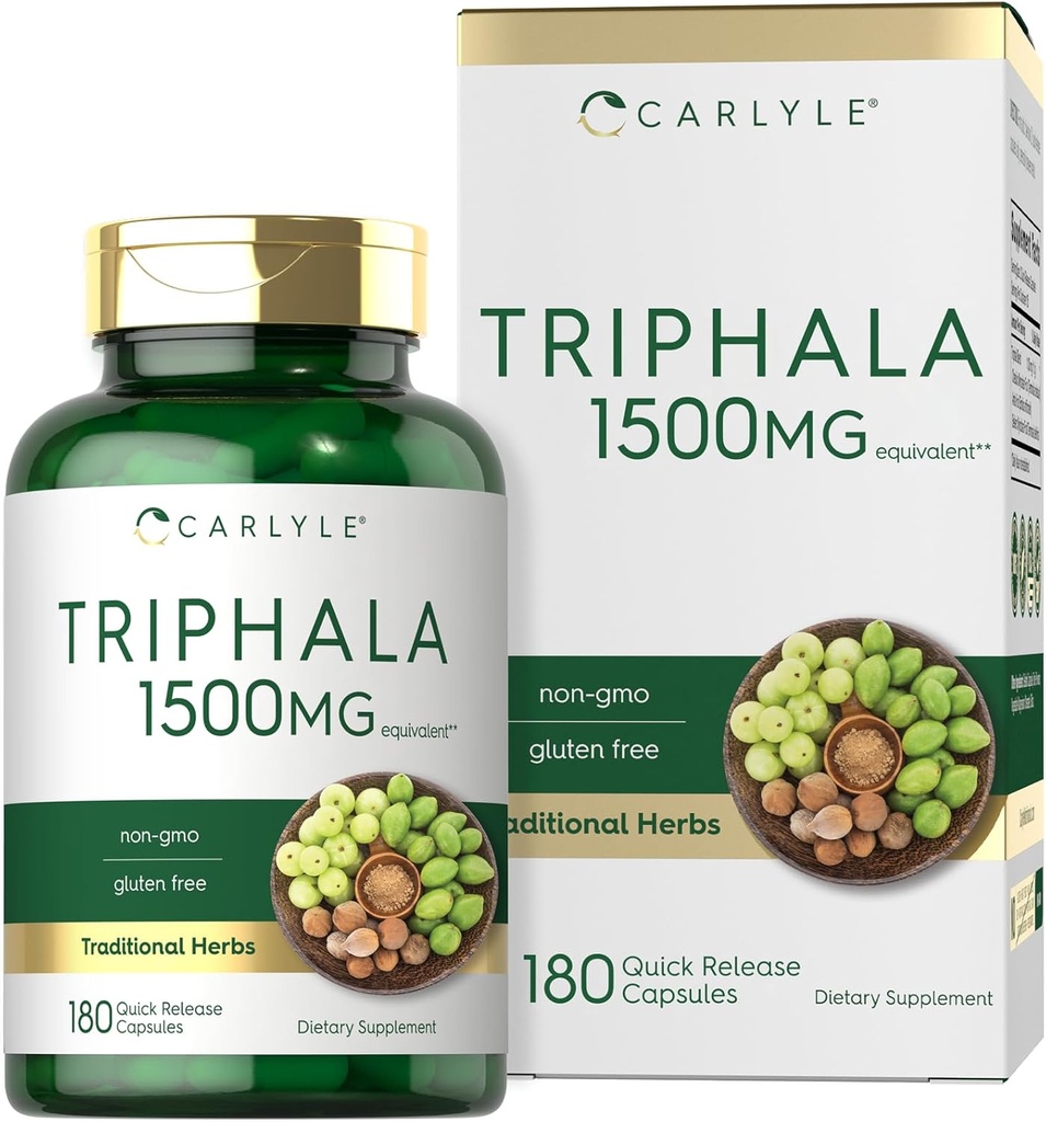 Carlyle Triphala Kapseln 1500mg | 180 Count | Kräuterergänzung | Non-GMO und glutenfrei