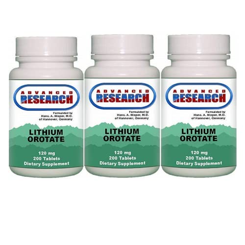 Dr Hans Nieper Comprimés d'orotate de lithium, 120 mg, 3paquet (200 Nombres chacun)