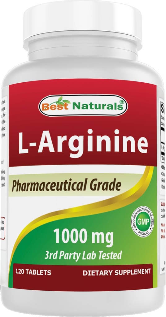 (Neue verbesserte Formel) Best Naturals L-Arginin 1000 mg 120 Tabletten - Pharmaceutical Grade L Arginine Supplement fördert die Synthese von Stickstoffmonoxid
