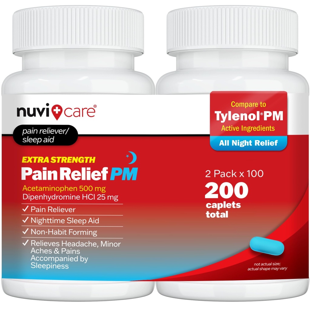 Extra Strength Pain Relief PM - Acetaminophen 500mg & Diphenhydramin 25mg - Vergleichen Sie Tylenol PM Extra Strength Sleep Aid - Adult PM Pain Reliever for Nighttime Aches & Pains (100 Tabletten)