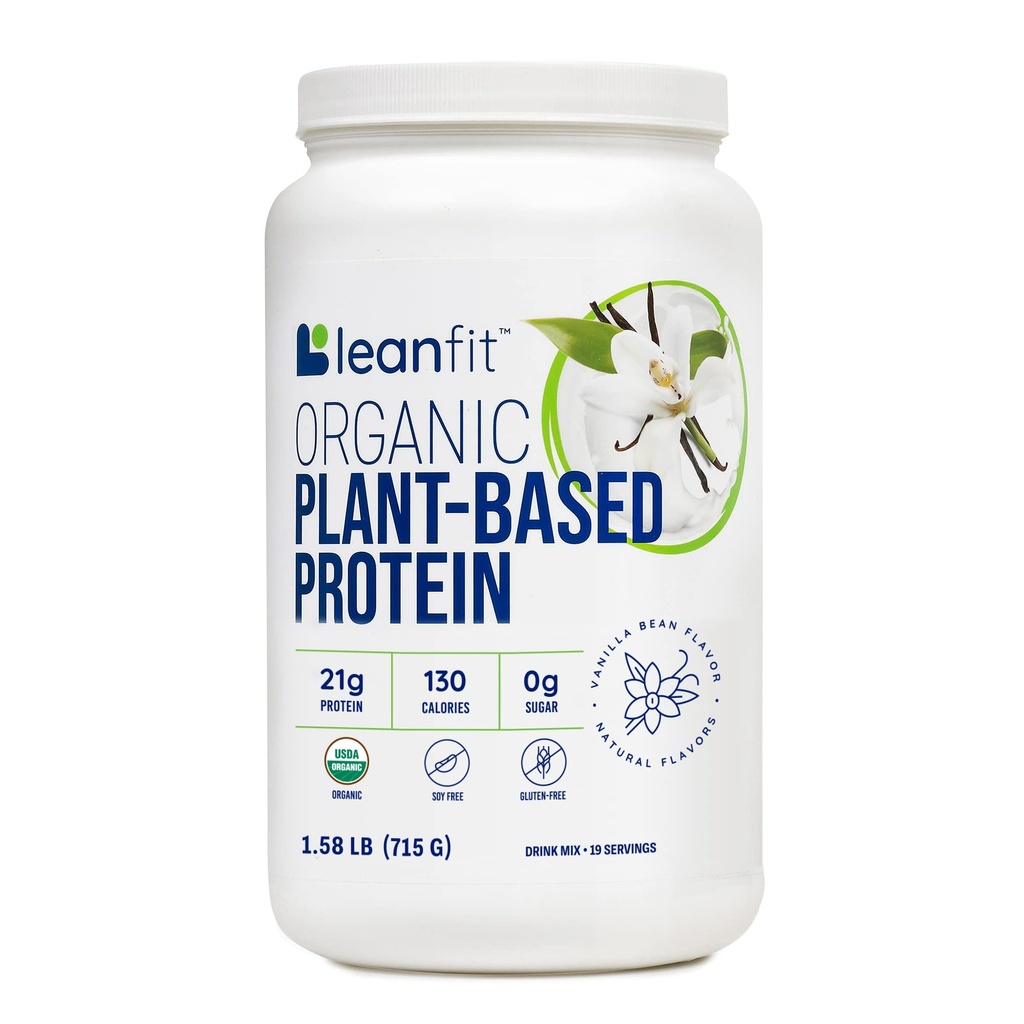 Poudre de protéines à base végétale, Vanille naturelle - Vegan, USDA certifié biologique, sans soja, sans gluten, sans lait, sans sucre, sans OGM - 21g de protéines, 19 portions, 1,58 livre Tub