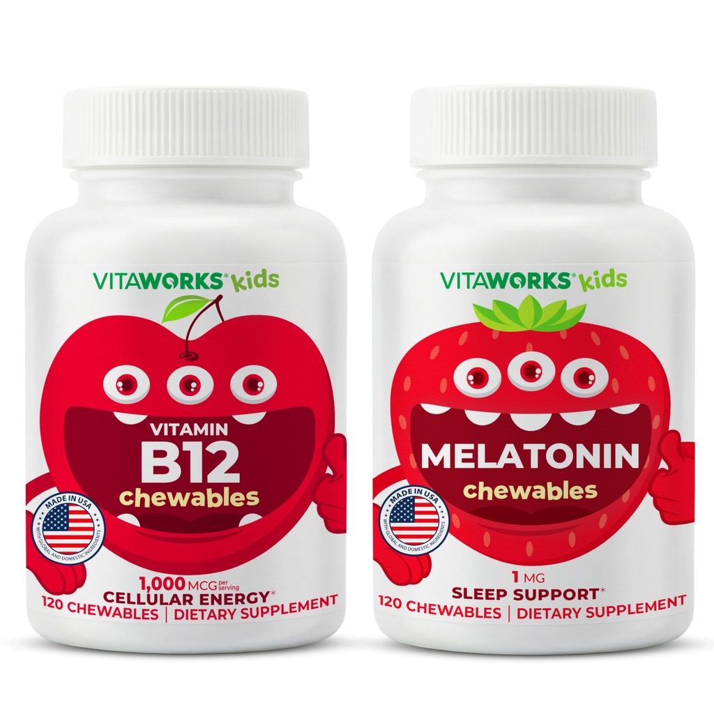Kinder Vitamin B12 Chewables + Melatonin 1mg Chewables Bundle