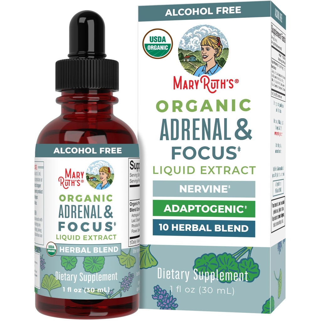MaryRuth Organics - USDA Organic Brain Nootropic Supplement für Erwachsene mit Ginkgo Biloba & Astragalus | Focus & Adrenal Support | Brain & Memory Drops | Vegan | Non-GMO | Gluten Free | 30 Servicings