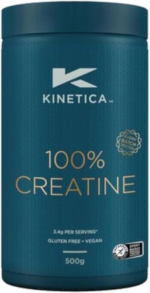 Kinetica 100% Kreatin Monohydrat-Pulver, 147 Servierungen, Creapure Creatine. Nahrungsergänzungsmittel, Vegan & Gluten Free 500g