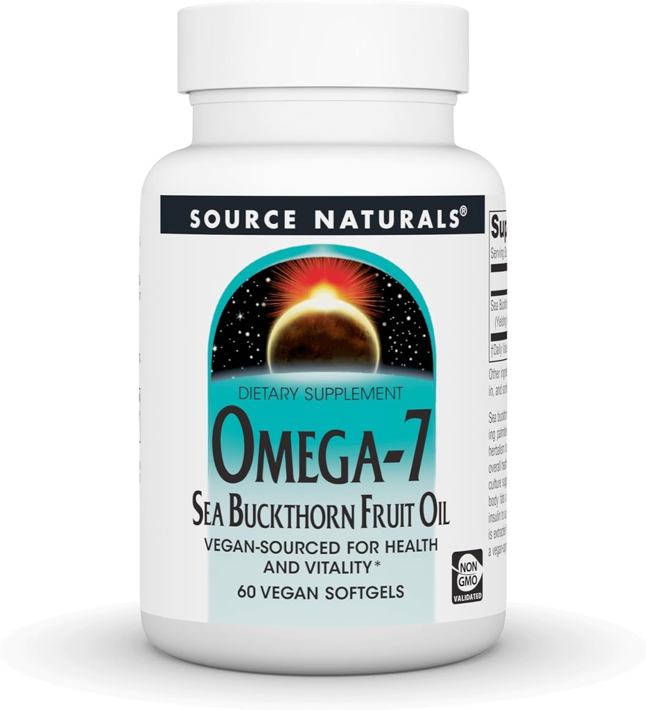 Quelle Naturals Omega-7 Sea Buckthorn Fruit Oil, Non-GMO, Vegan-Quelle für Gesundheit und Vitalität* - 60 Vegan Softgels