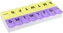 EZY DOSE Weekly (14-Day) Pill Organizer, Vitamin und Medizin Box, Große Snap-Komponenten, leicht zu öffnen, BPA frei, Lila und Gelb