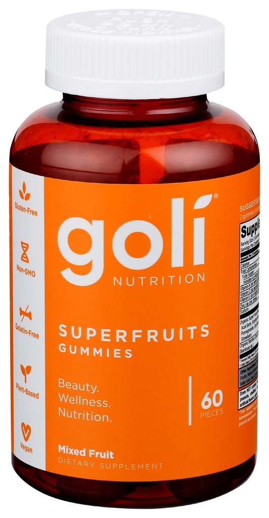 Goli Nutrition Fruits mélangés Superfruits Gommies, 60 CT