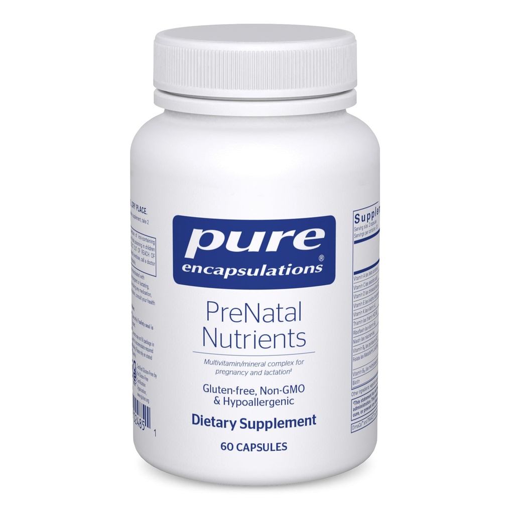 Pure Encapsulations PreNatal Nährstoffe - für Schwangerschaft & Lactation - Aids Energy & DNA Development* - mit Folate, Choline & Iron - Gluten Free & Non-GMO - 60 Kapseln