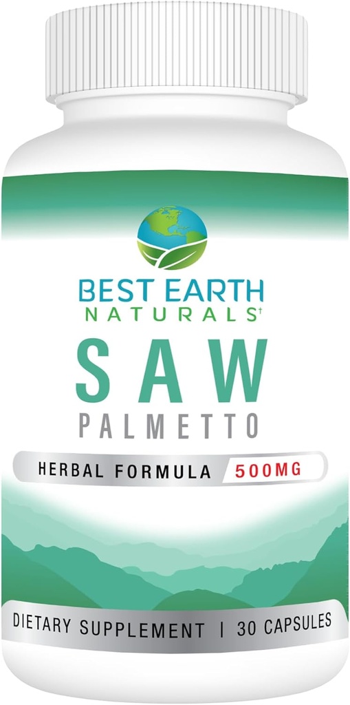Best Earth Naturals Säge Palmetto 500 mg zur Unterstützung von Haar, Prostata, Urinary Tract 30 Count