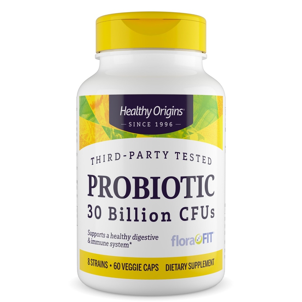 Origines saines Probiotique 30 milliards d'UFC (Shelf Stable, non OGM, sans gluten, santé digestive, Gut Health, soutien immunitaire), 60 capsules végétatives