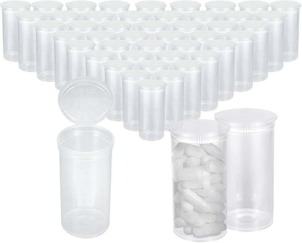 DAJAVE 100 Pack13 Dram Leere Pillen Flaschen mit Pop Top Caps Kunststoff Medizin Flaschen Verschreibung Vial Verschreibung Flasche Medizin Behälter für Pille, Handwerk, Candy, Ergänzungen