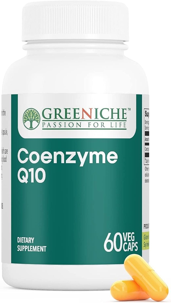 Greeniche Coenzym Q10, 60 Caps, hohe Absorption Coq10, Vegan, Glutenfrei