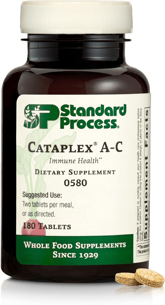 Standard Process Cataplex A-C - Supplement for Immune & Healthy Cell Support with Vitamins C & A - Aids Eye Health - Contains Ingredients with Antioxidant Activity - 180 Tablets (90 Servings)