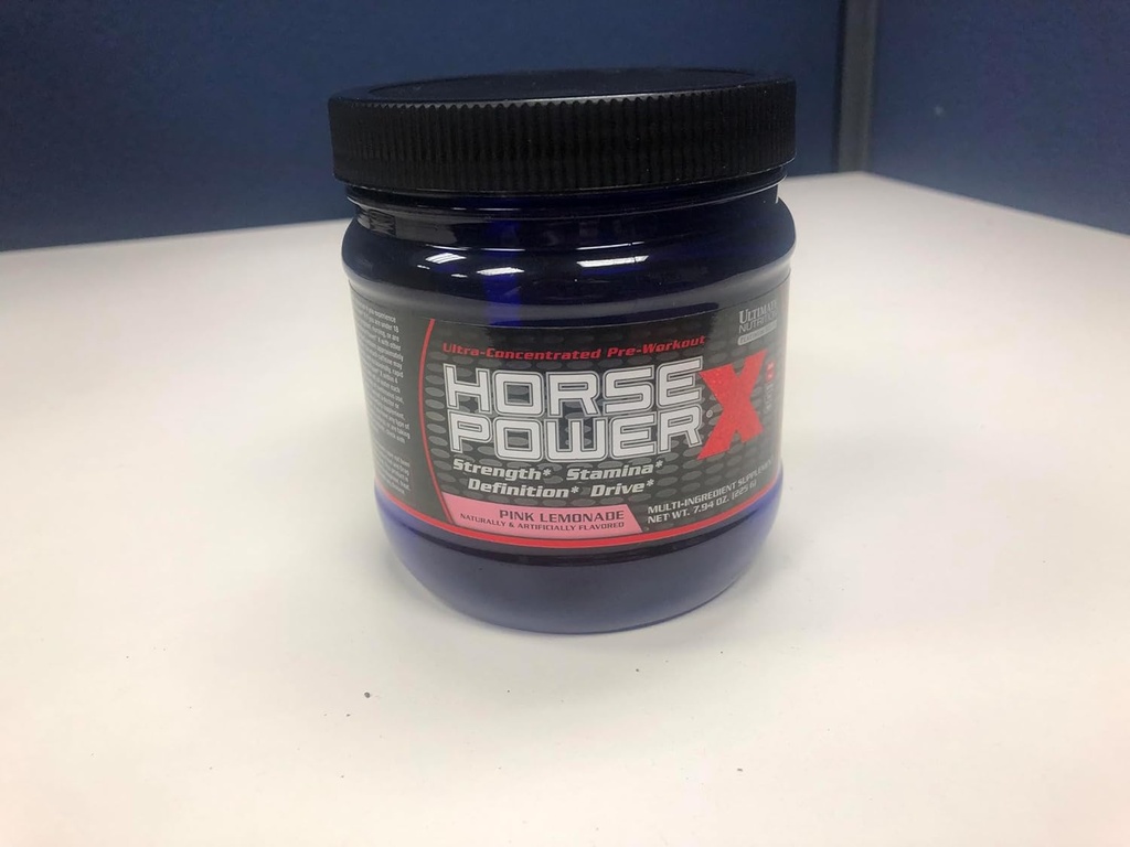 Ultimate Nutrition Horse Power X, Konzentrat Pre Workout Supplement, Kreatin und Vitamin B12, Stützkraft, Pink Lemonade, 7.94oz (225g)