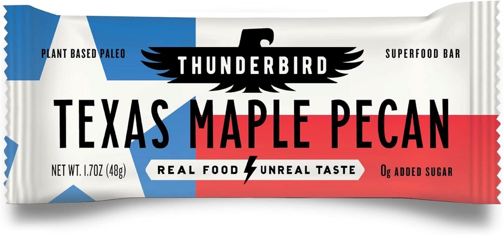 Thunderbird Bars Energy Snack, Glutenfrei mit Protein, Gesunde Real Food, Vegan Paleo Non-GMO, Ohne Zusatz von Zucker, Texas Maple Pecan Flavor (12 Graf, 1,7 Unzen Bars)