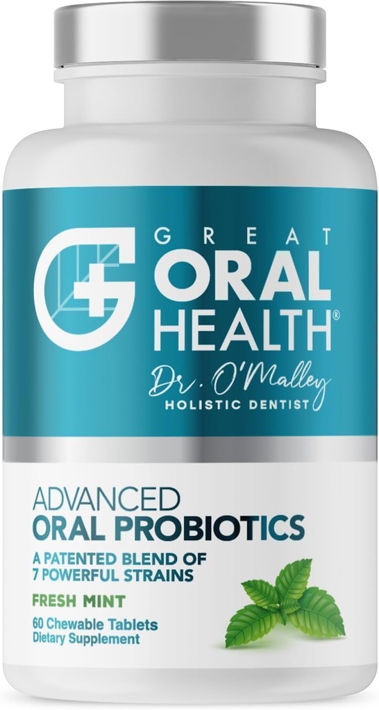 Oral Probiotics für Mund Bad Breath Behandlung für Erwachsene; Zahnarzt Formulierte Dental Probiotika für Zähne und Zahnfleisch Gesundheit & Chronische Halitose mit BLIS K12 M18, 60 Kaubare Mundgesundheit Tabletten Minze