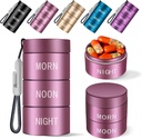 Aluminum Alloy Waterproof Pill Organizer 3 Times a Day,Moisture Proof Metal Pill Case,Small Daily Pill Holder for Purse,Portable Travel Pill Box Container to Hold Vitamins,Med, Supplements【Rose Gold】