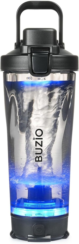 BUZIO Electric Protein Shaker Bottle, 24 oz Shake Blender Bottle, USB wiederaufladbare Blender Flaschen für Proteinmischungen Shaker Cups, Tragbare große Sport-Wasserflaschen mit Tritan, Schwarz