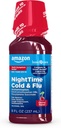 Soins de base Sirop de rhume et de grippe nocturne, soulagement de la douleur, réducteur de fièvre, suppresseur de la toux, antihistaminique, cerise, 8 fl oz (paquet de 1)