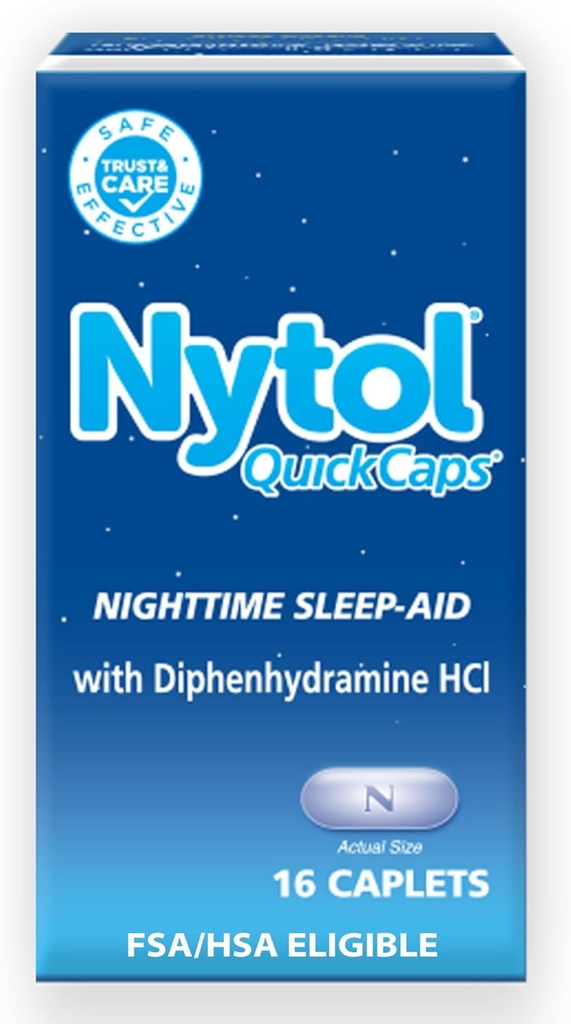 Nytol Caps rapides d'aide au sommeil de nuit, vous aide à dormir rapidement, 16 Caplets