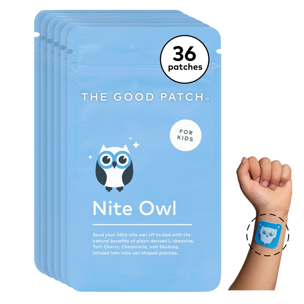 Le bon Patch Nite Owl Patch, soutien naturel pour le lit pour les enfants avec Tart Cherry, Camomile, et Skullcap, Plant Powered, Sustained Release (36 Patches totales)
