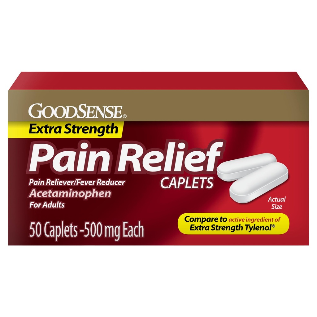 BonSense Extra Strength Pain Relief, Caplets d'acétaminophène, 500 mg, 50 Nombre