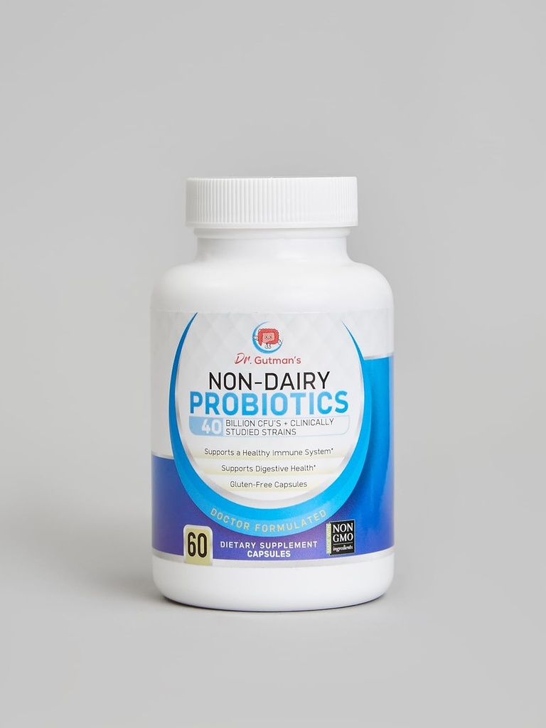 Dr. Gutman's® Non-Dairy Best Probiotics for Women and Men, Non-GMO, All-Natural Probiotics mit 40 Billion CFU Verdauungs- und Immunsystem-Unterstützung, 60 Glutenfrei, Veggie Kapseln