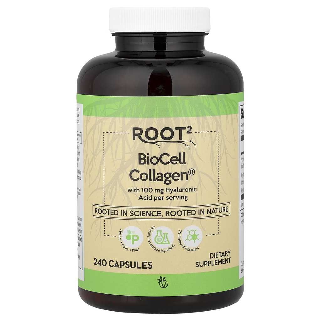Vitacost ROOT2 BioCell Collagen mit Hyaluronsäure -- 100 Milligramm pro Servierung - 240 Kapseln