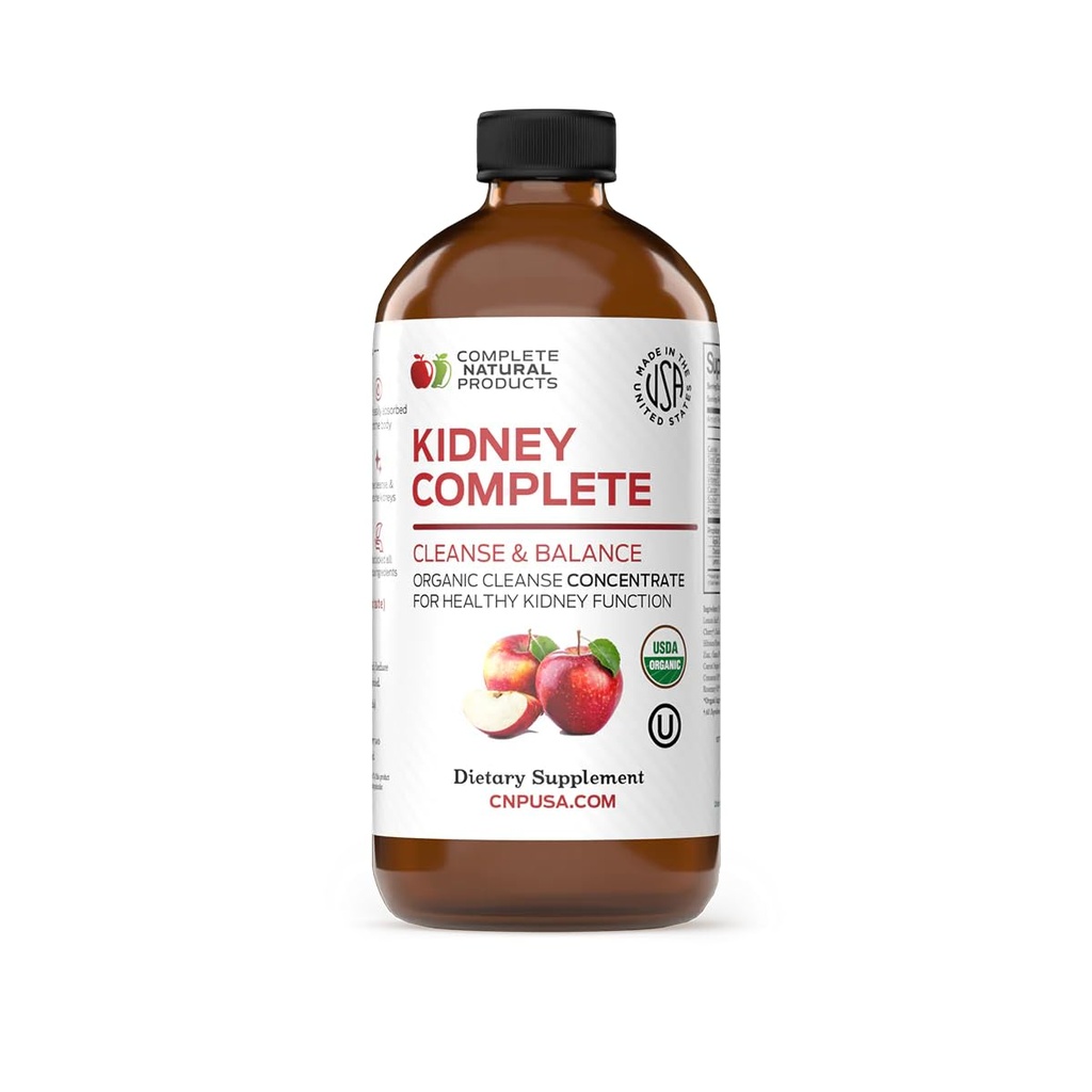 Vollständige natürliche Niere Komplett - Flüssige Nahrungsergänzungsmittel für Nierenunterstützung, Sauberkeit und Detox mit Apfel-Cider-Essig, Zitrone, Organische Chanca Piedra, Rübe, Zitronensäure, Vitamin C, & More - 12oz