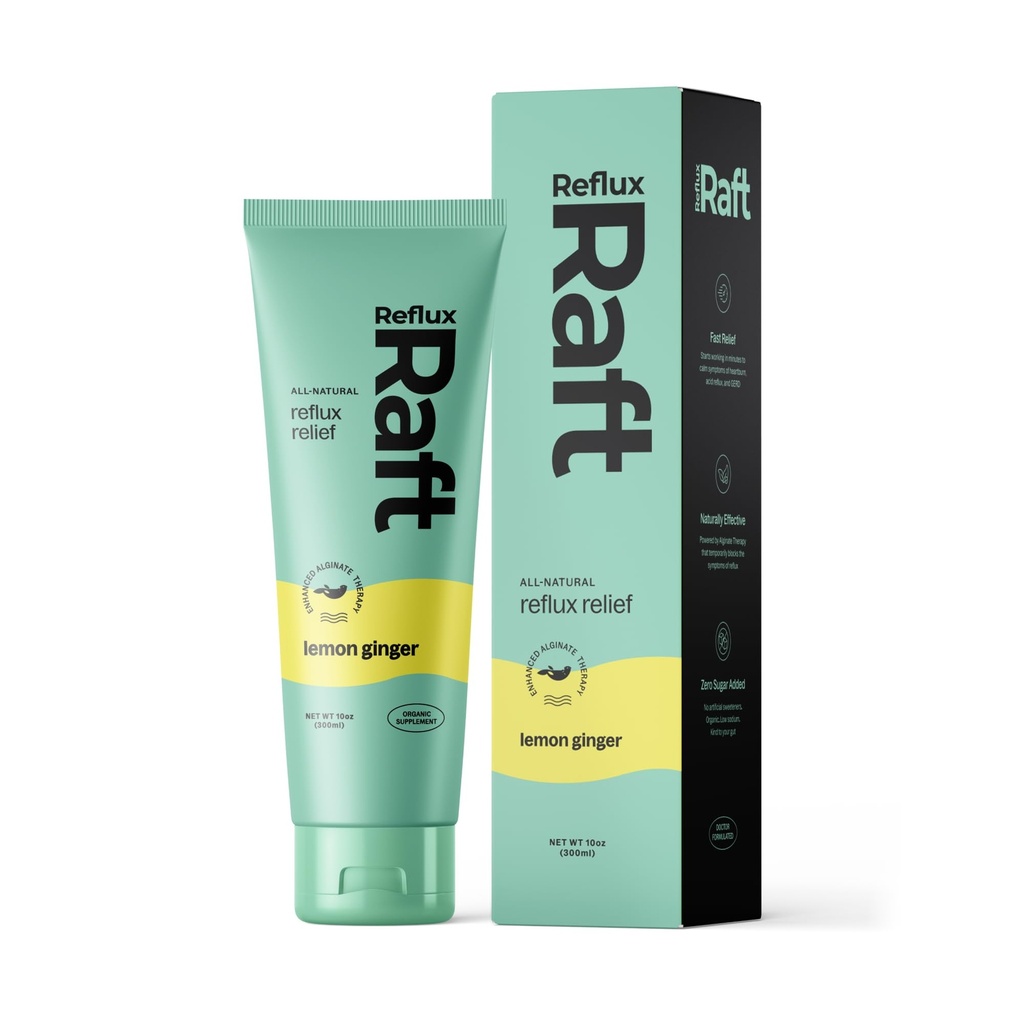 Säure Reflux-Therapie mit Bio-Alginat, Schnelle & lange anhaltende Gerd, LPR & Digestion Symptom-Unterstützung, Zero Sugar, Glutenfrei, Low Sodium, Lemon Ginger Flavor, 47 Gel Servings, 8 OZ Bottle