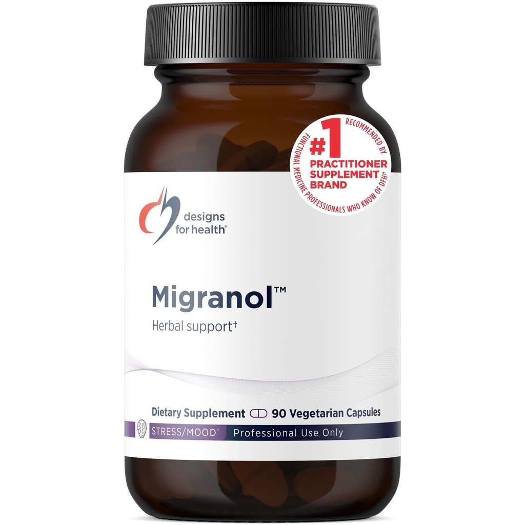 Designs für die Gesundheit Migranol - Feverfew Supplement mit Magnesiummalat, Curcumin (Kurkuma) Extrakt, Rosmarin + B2 Riboflavin - Nicht-GVO + Glutenfrei (90 Kapseln)