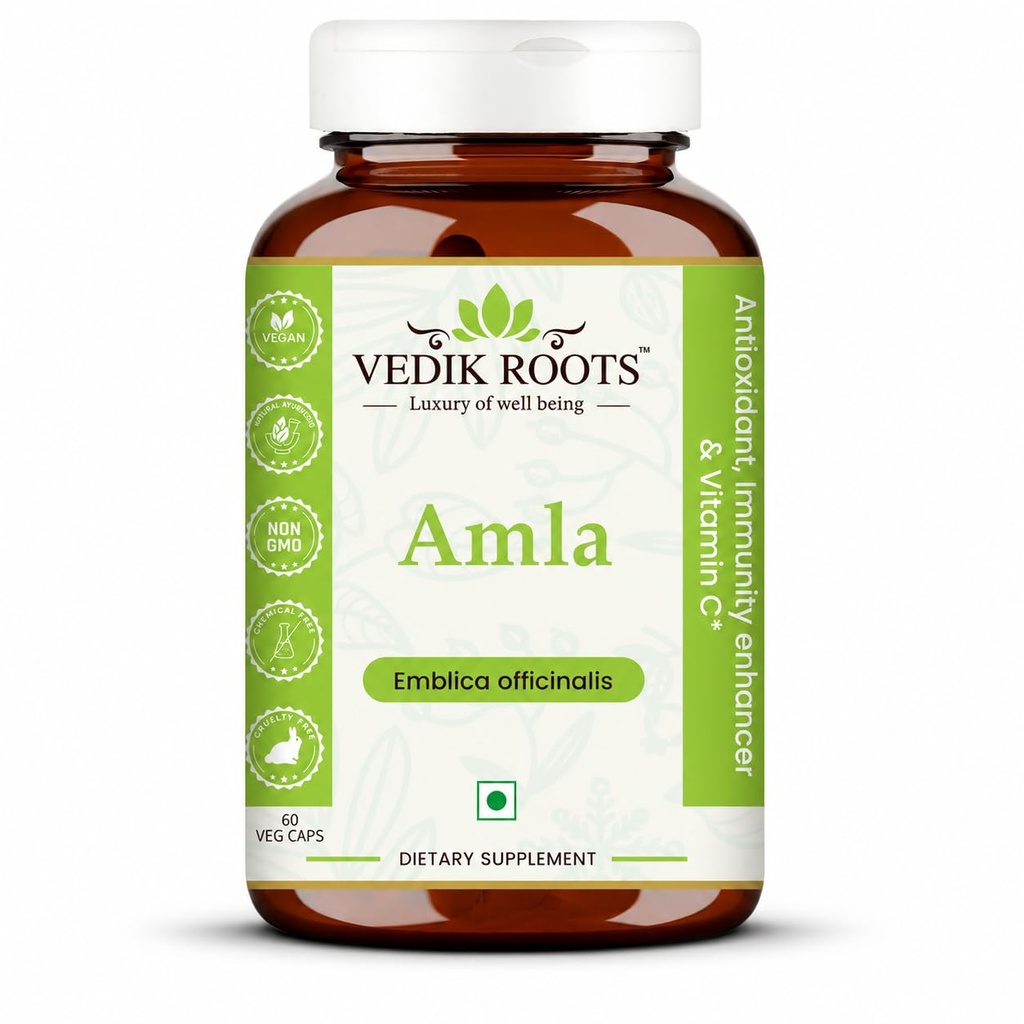 Amla Capsules 100% Immunity Enhancer Natural Source of Vitamic C Herbal Supplements (60 Capsules) (Pack of 1)