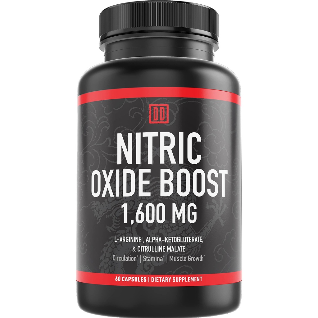 Nitric Oxid Booster Supplement, 1600mg Extra Strength L-Arginin, Citrulline Malate und Alpha-Ketoglutarat (60 Count, 1 Flasche)