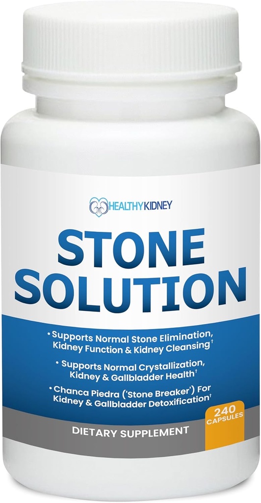Stone Solution Capsules- Natural Dissolver, Kidney Stone Support & Kidney Cleanser, 60 Servings + Kidney Cleanse und Kidney Health Supplement zur Unterstützung normaler Kidney-Funktion, 60 Caps