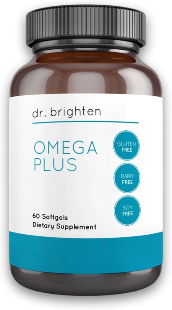 Dr. Brighten Omega Plus — 1600 mg EPA/DHA Non-GMO Fish Oil Supplement für Herz, Gehirn und Immunsystem — 60 Softgels
