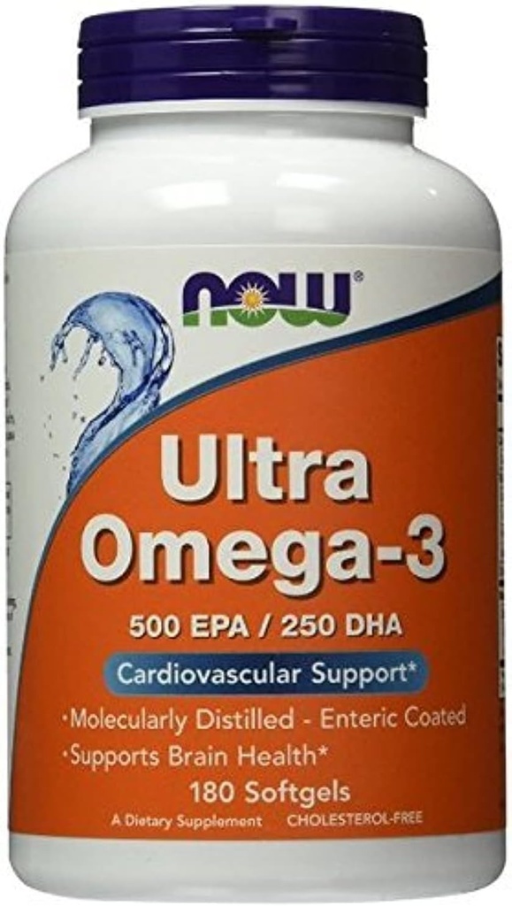 Ultra Omega-3 500 EPA/250 DHA, 180 Softgels, Aus NOW Foods (Pack von 2)