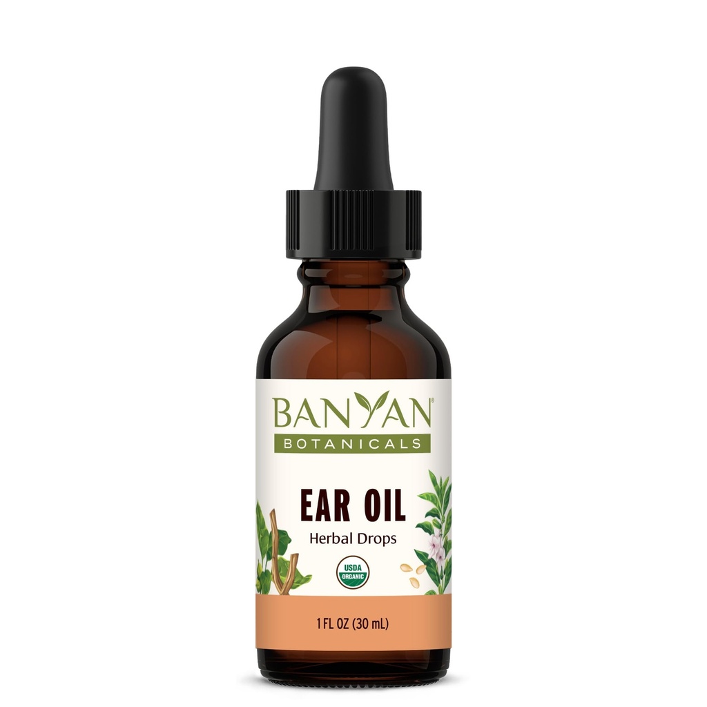 Banyan Botanicals Ear Oil – Bio-Kräuteröl-Ear Tropfen mit Ashwagandha und Knoblauch – Beruhigend und Bequemlichkeit für die Ohren – 1 Unze – Non GMO Sustainable Sourced Vegan