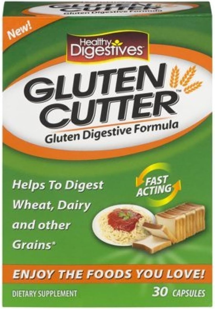 Digestifs sains Formule enzymatique de beurre de gluten - aide à améliorer votre corps Digestion de gluten et aide à briser le blé, les produits laitiers et autres céréales - 30 portions, capsules (paquet de 2) MVxO$:D